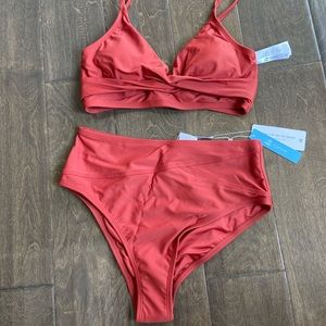 Cupshe Marsala High Waisted Bikini Set (M)